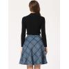 imageAllegra K Womens Plaids Vintage Tartan Elastic Waist Knee Length ALine SkirtGrey Blue