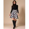 imageAllegra K Womens Plaids Vintage Tartan Elastic Waist Knee Length ALine SkirtKhaki Blue