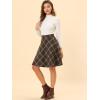 imageAllegra K Womens Plaids Vintage Tartan Elastic Waist Knee Length ALine SkirtSeal Brown