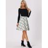 imageAllegra K Womens Plaids Vintage Tartan Elastic Waist Knee Length ALine SkirtWhite