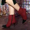 imageAllegra K Womens Pointed Toe Stiletto Heels Houndstooth Ankle BootiesRed Black