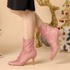 imageAllegra K Womens Pointy Toe Slouch Back Zipper Stiletto Heel Ankle BootsDust Pink