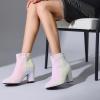 imageAllegra K Womens Round Toe Block Heels Sequin Ankle BootsBling White