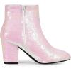 imageAllegra K Womens Round Toe Block Heels Sequin Ankle BootsBling White