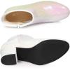 imageAllegra K Womens Round Toe Block Heels Sequin Ankle BootsBling White