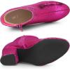 imageAllegra K Womens Round Toe Block Heels Sequin Ankle BootsHot Pink