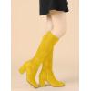 imageAllegra K Womens Side Zipper Chunky Heel Knee High Yellow Boots 10 M US 
