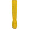 imageAllegra K Womens Side Zipper Chunky Heel Knee High Yellow Boots 10 M US 