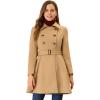 imageAllegra K Womens Winter Overcoat Turn Down Collar Belted Double Breasted Long CoatKhaki