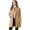 imageAllegra K High Neck Winter Coat for Womens Zip Up Belted MidLong OvercoatKhaki
