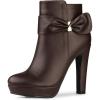 imageAllegra K Womens Chunky High Heels Platform Bow Decor Ankle BootsCoffee