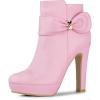 imageAllegra K Womens Chunky High Heels Platform Bow Decor Ankle BootsPink