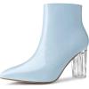imageAllegra K Womens Clear Heel Pointed Toe Chunky Heels Ankle BootsSky Blue