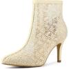 imageAllegra K Womens Floral Embroidered Stiletto Heels Lace Ankle BootsBeige
