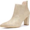imageAllegra K Womens Glitter Pointed Toe Cutout Block Heel Ankle BootiesGold
