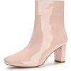 imageAllegra K Womens Gogo Boots Square Toe Side Zip Chunky Heels Ankle BootsNude