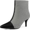 imageAllegra K Womens Pointed Toe Stiletto Heels Houndstooth Ankle BootiesBlack Houndstooth