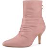 imageAllegra K Womens Pointy Toe Slouch Back Zipper Stiletto Heel Ankle BootsDust Pink