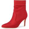 imageAllegra K Womens Slouch Pointy Toe Sock Boots Stiletto Heels Ankle BootsRed