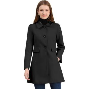 imageAllegra K Womens 2025 Coat Winter Classic Vintage MidLength Lapel Collar Single Breasted OvercoatBlack