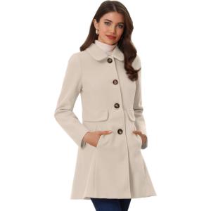 imageAllegra K Womens 2025 Coat Winter Classic Vintage MidLength Lapel Collar Single Breasted OvercoatCream White