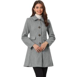 imageAllegra K Womens 2025 Coat Winter Classic Vintage MidLength Lapel Collar Single Breasted OvercoatGrey