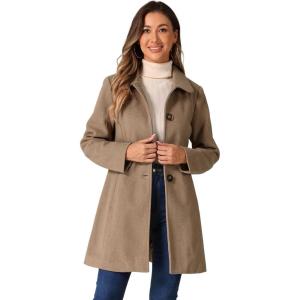 imageAllegra K Womens 2025 Coat Winter Classic Vintage MidLength Lapel Collar Single Breasted OvercoatLight Brown