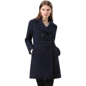 imageAllegra K Womens 2025 Winter Outerwear MidLong Double Breasted Pea CoatDark Blue