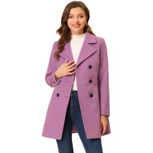 imageAllegra K Womens 2025 Winter Outerwear MidLong Double Breasted Pea CoatPurple