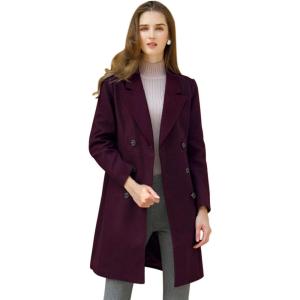 imageAllegra K Womens 2025 Winter Outerwear MidLong Double Breasted Pea CoatPurplish