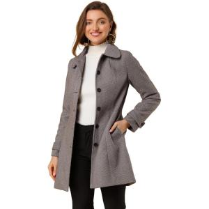 imageAllegra K Womens Peter Pan Collar Overcoat Single Breasted Pockets Winter Long CoatLight Brown