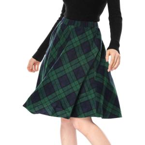 imageAllegra K Womens Plaids Vintage Tartan Elastic Waist Knee Length ALine SkirtGreen