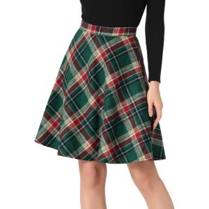imageAllegra K Womens Plaids Vintage Tartan Elastic Waist Knee Length ALine SkirtGreen Red