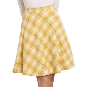 imageAllegra K Womens Plaids Vintage Tartan Elastic Waist Knee Length ALine SkirtYellow