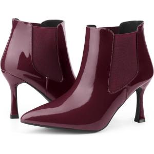 imageAllegra K Womens Pointed Toe Stiletto Heels Chelsea Ankle BootiesBurgundy
