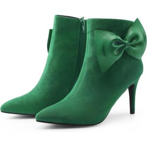 imageAllegra K Womens Pointy Toe Bow Stiletto Heel Ankle BootsEmerald Green