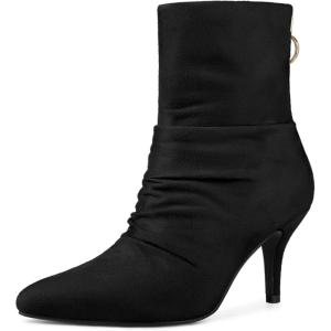 imageAllegra K Womens Pointy Toe Slouch Back Zipper Stiletto Heel Ankle BootsBlack
