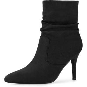 imageAllegra K Womens Slouch Pointy Toe Sock Boots Stiletto Heels Ankle BootsBlack