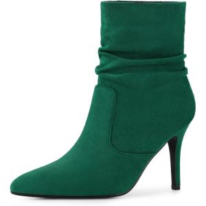 imageAllegra K Womens Slouch Pointy Toe Sock Boots Stiletto Heels Ankle BootsGreen