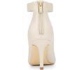 imageAllegra K Back Zip Stiletto Heel Pointy Toe Booties for WomenBeige