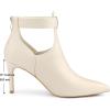 imageAllegra K Back Zip Stiletto Heel Pointy Toe Booties for WomenBeige