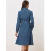 imageAllegra K Denim Dress for Womens Long Sleeve Button Down ALine Belted Classic Jean DressesBlue