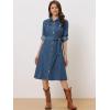 imageAllegra K Denim Dress for Womens Long Sleeve Button Down ALine Belted Classic Jean DressesBlue