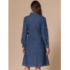 imageAllegra K Denim Dress for Womens Long Sleeve Button Down ALine Belted Classic Jean DressesDark Blue
