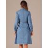 imageAllegra K Denim Dress for Womens Long Sleeve Button Down ALine Belted Classic Jean DressesLight Blue
