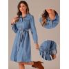 imageAllegra K Denim Dress for Womens Long Sleeve Button Down ALine Belted Classic Jean DressesLight Blue