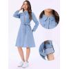 imageAllegra K Denim Dress for Womens Long Sleeve Button Down ALine Belted Classic Jean DressesSky Blue