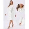 imageAllegra K Denim Dress for Womens Long Sleeve Button Down ALine Belted Classic Jean DressesWhite