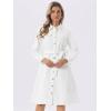 imageAllegra K Denim Dress for Womens Long Sleeve Button Down ALine Belted Classic Jean DressesWhite