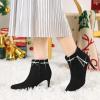 imageAllegra K Womens Bling Rhinestone Pointed Toe Stiletto Heels Ankle BootsBlack